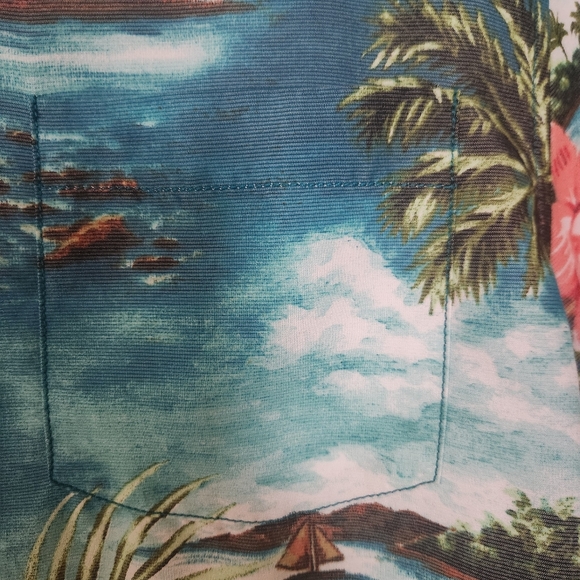 Tommy Bahama Tropical Island Camp Shirt Mens M Blue Hibiscus Tencel Hawaiian - Picture 6 of 11